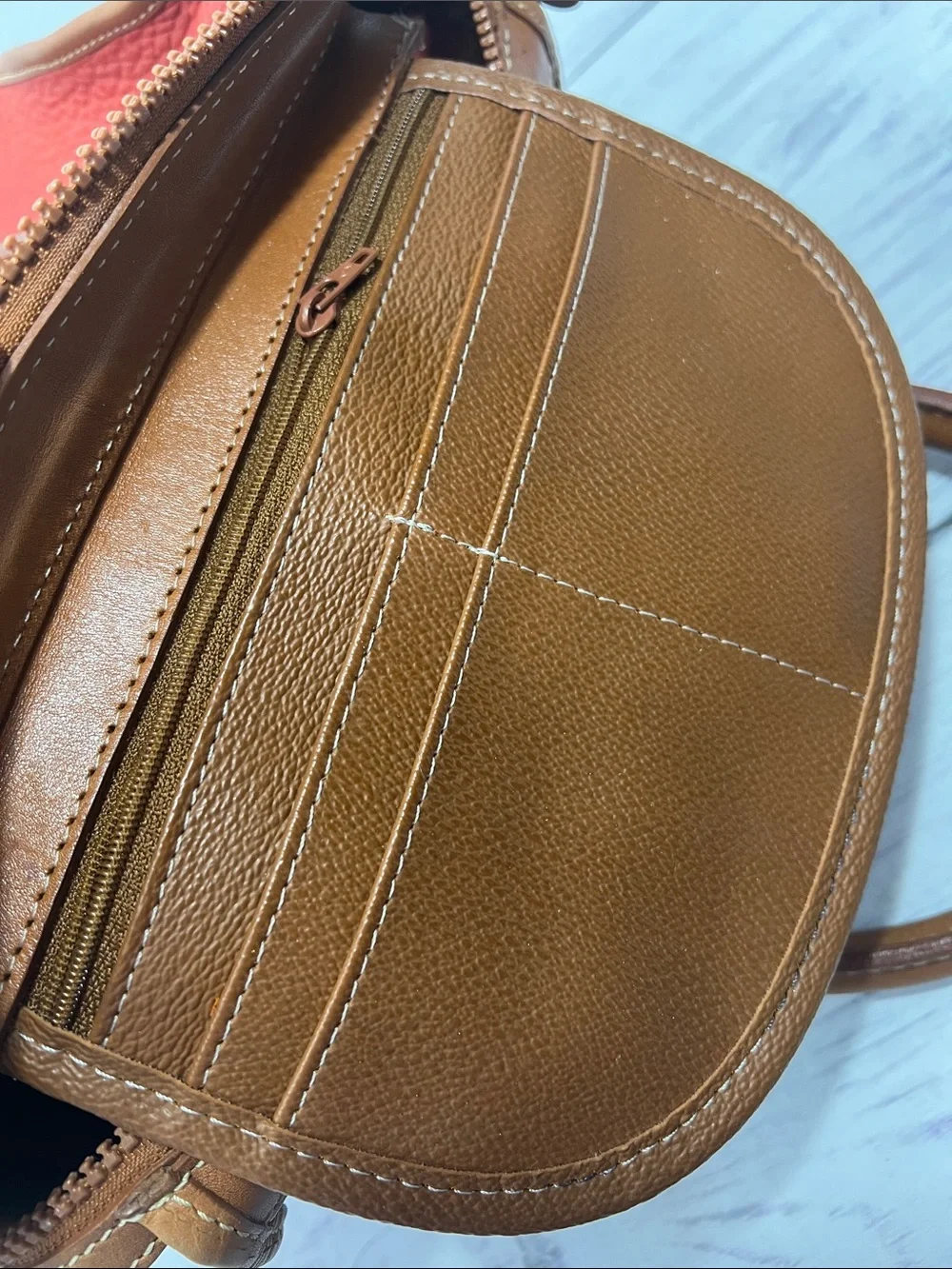 🦆 DOONEY & BOURKE AWL RED PEBBLED SATCHEL WITH TAN TRIM VINTAGE